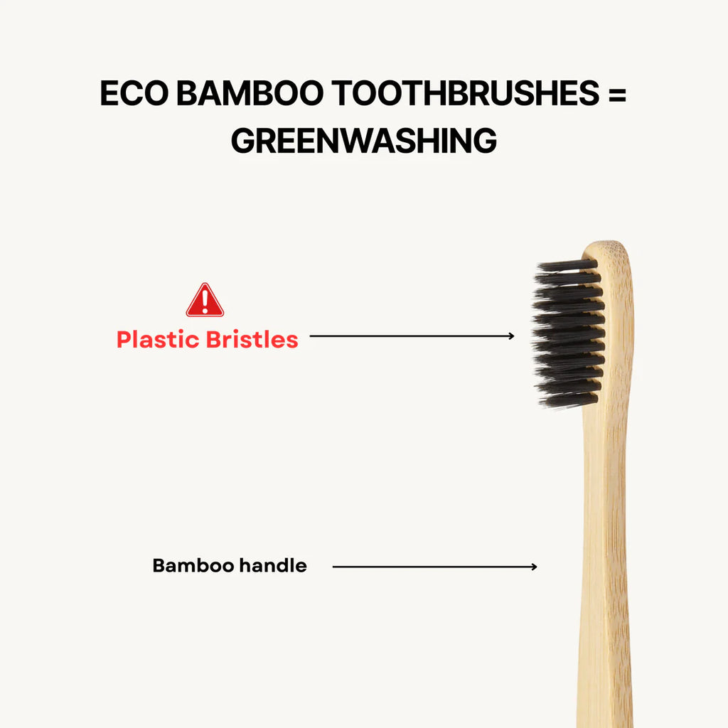 Sæt med bambustandbørster med naturlige børstehår – plastikfri vildsvine- eller hestehår (4 stk.)