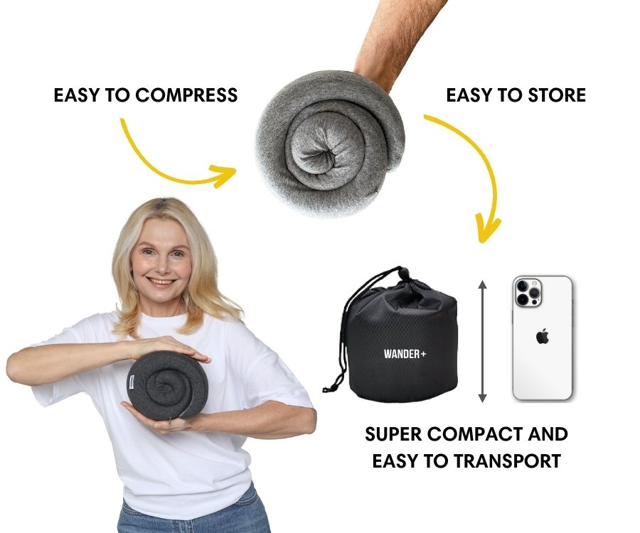 Memory Foam Travel Neck Pillow for Long Flights, Road Trips and Everyday Commutes