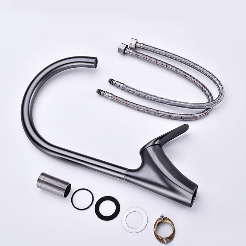 Brushed Deck-Mounted Kitchen Mixer Tap With Swivel Spout | Petprovac