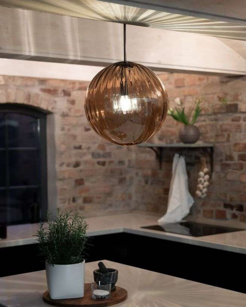 VeraLux Ravfarvet Glas Loftlampe Vedhæng Vintage Varme