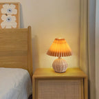 RattaLume Nordic LED Table Lamp | Woven Rattan & Foldable Fabric Shade | Mood Light | Decor for the Bedroom