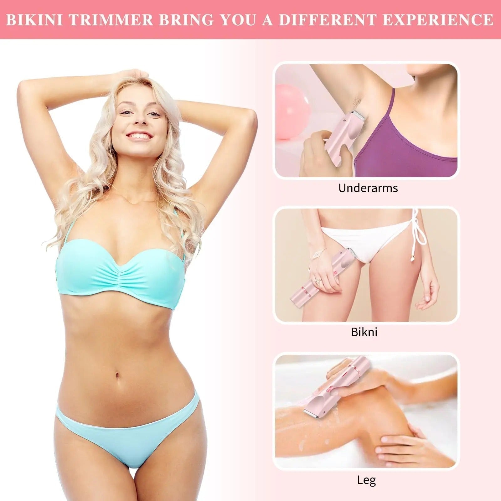 Rasoio Bikini 2-in-1 per Donna Impermeabile Ricaricabile