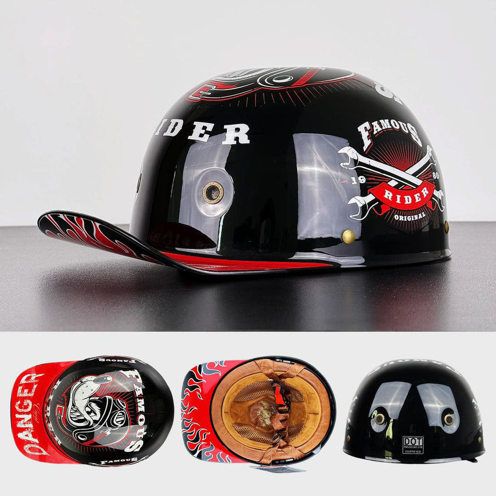 Moto baseballpetstijl helm met DOT- en ECE-certificering