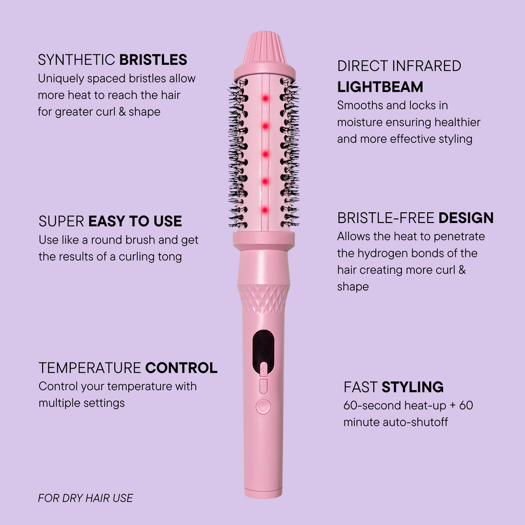 Infrared Ceramic Round Brush With LCD Display for Shine and Volume Curl