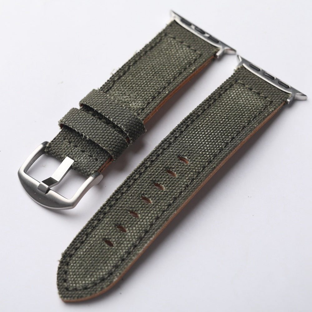 Handcrafted Canvas and Genuine Leather Watch Strap