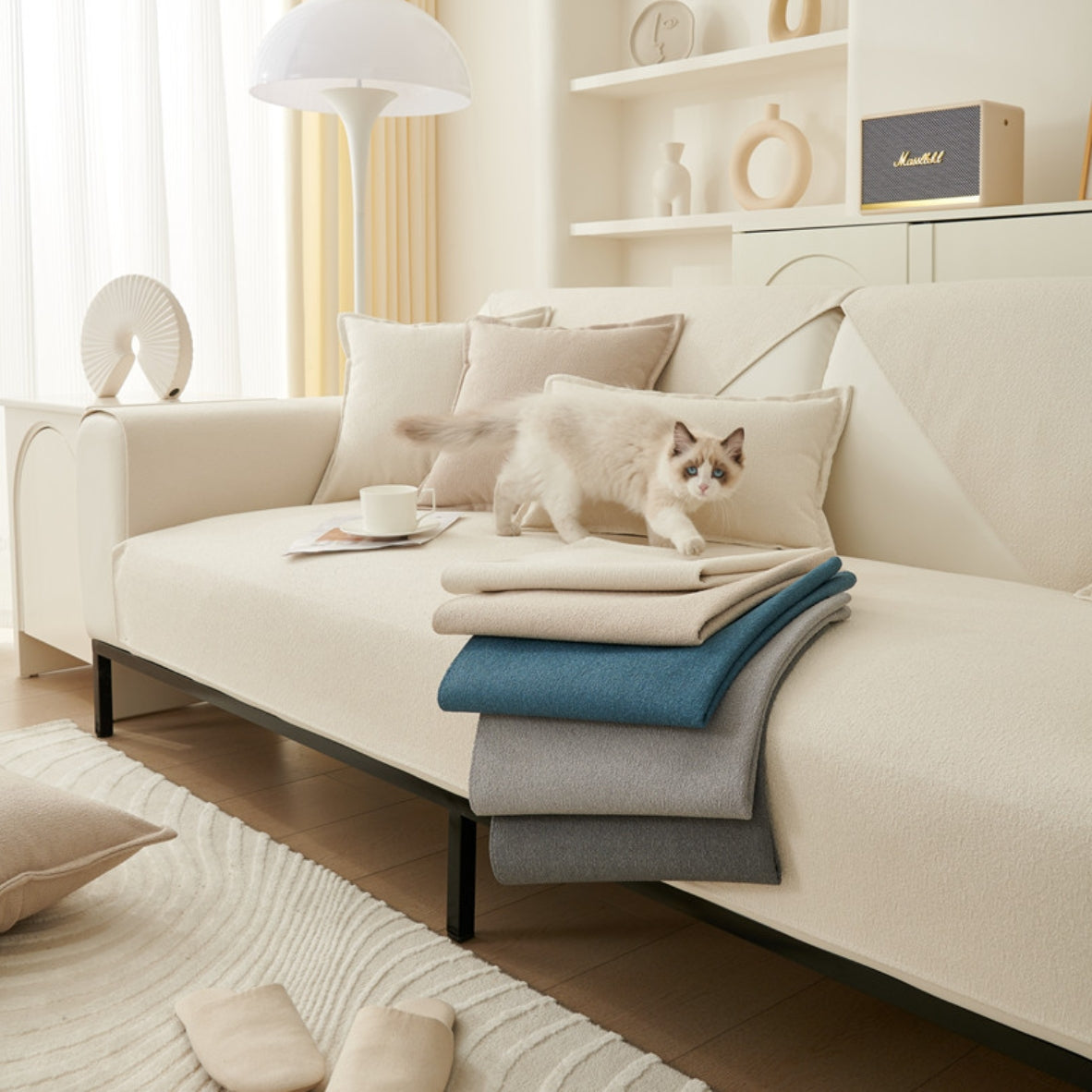 Coperta per divano in velluto Teddy impermeabile antiscivolo per tutte le stagioni