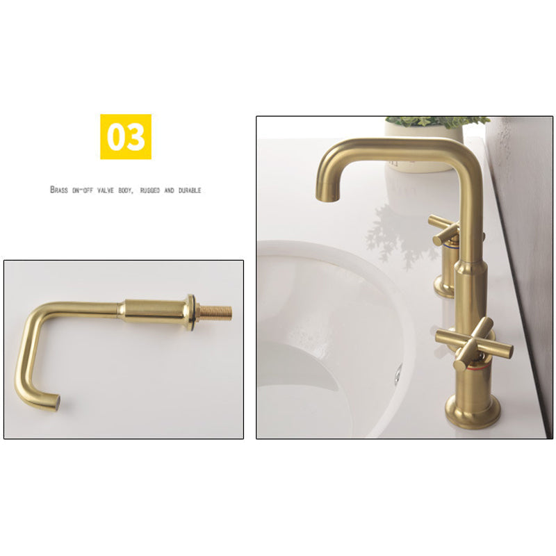 Brushed Gold Widespread Waterfall Faucet for Three-Hole Bathroom Sink | Petprovac