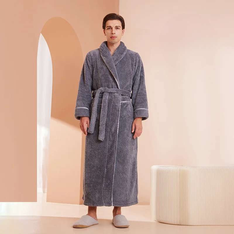 LumaWool Herrebadekåbe i tyk flannel til daglig varme
