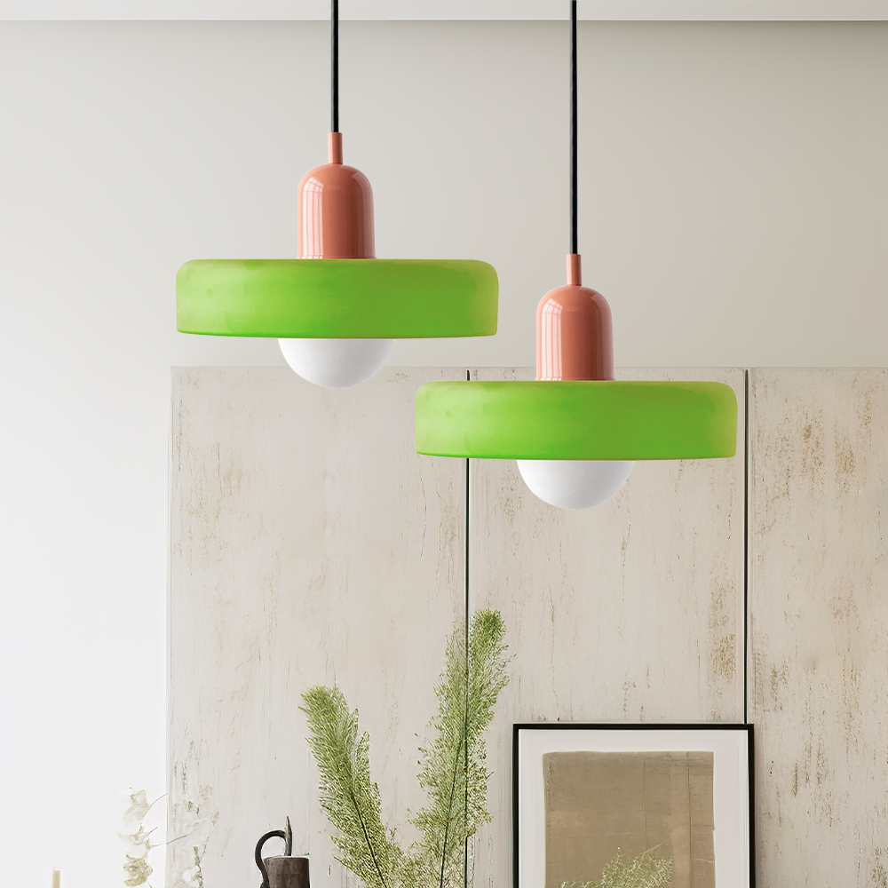 Lámpara colgante de vidrio Liora Bauhaus con ajuste de altura