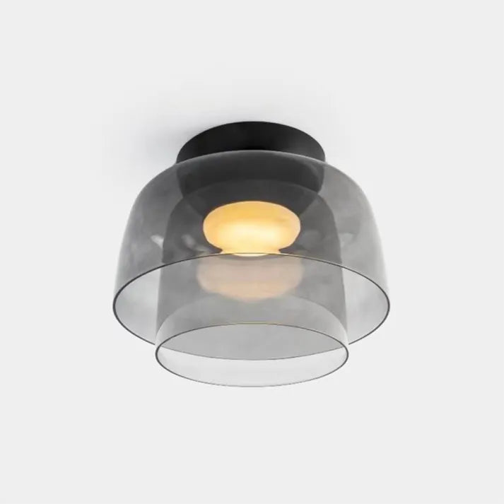Lampada da soffitto Lumenweave Nordic con paralume in vetro artigianale