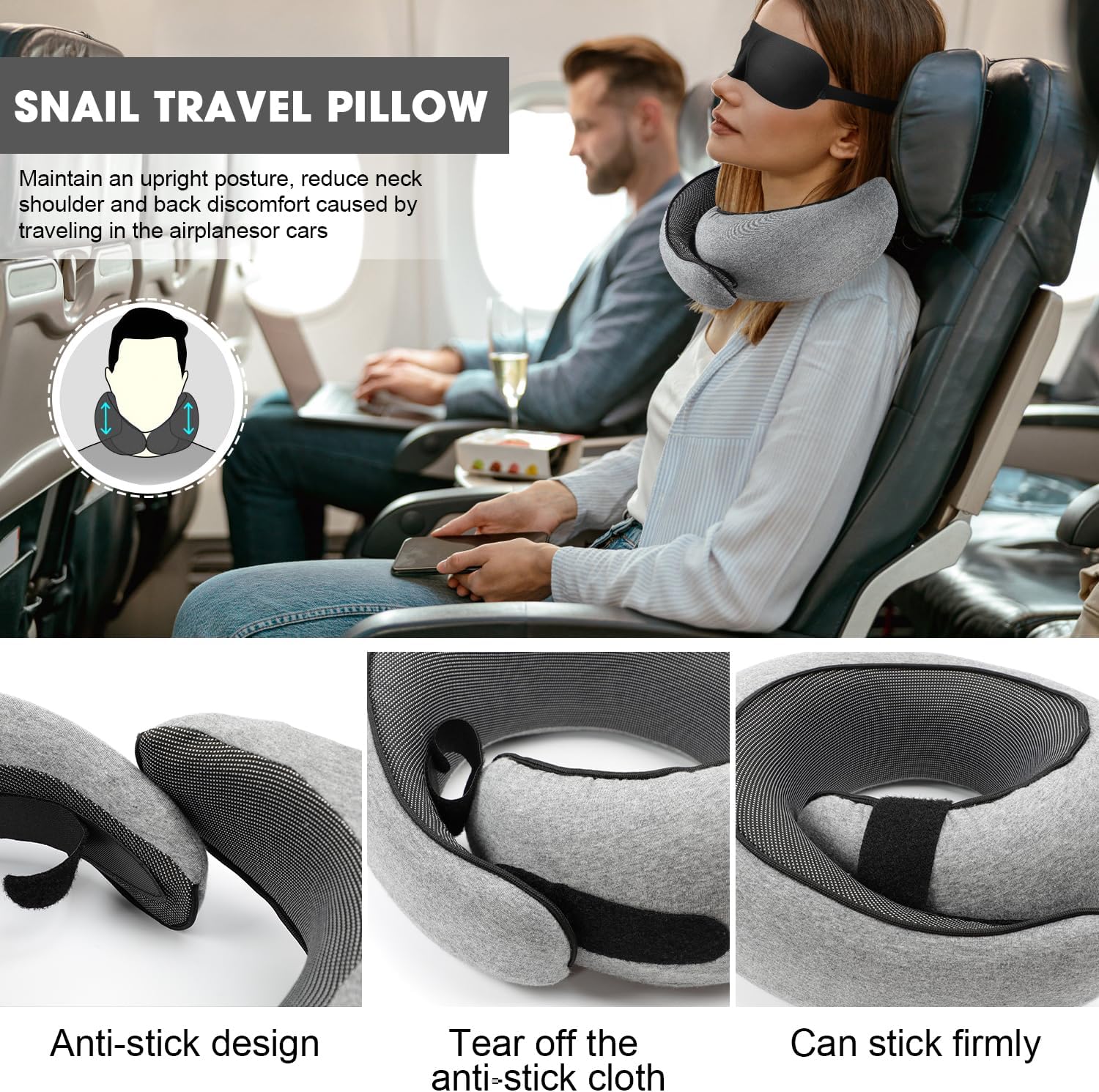 Ergonomic Memory Foam Travel Neck Pillow For Flights And Road Trips