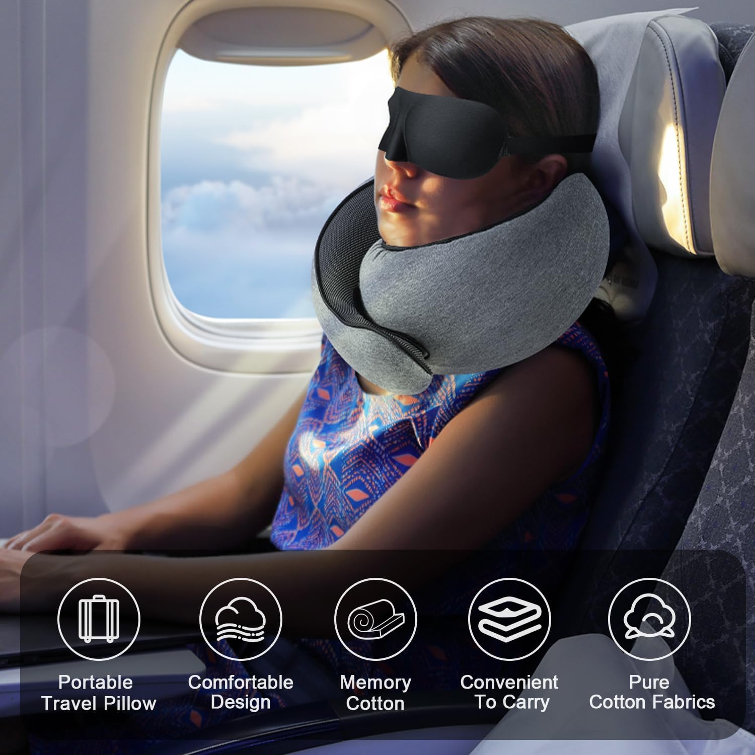 Ergonomic Memory Foam Travel Neck Pillow For Flights And Road Trips