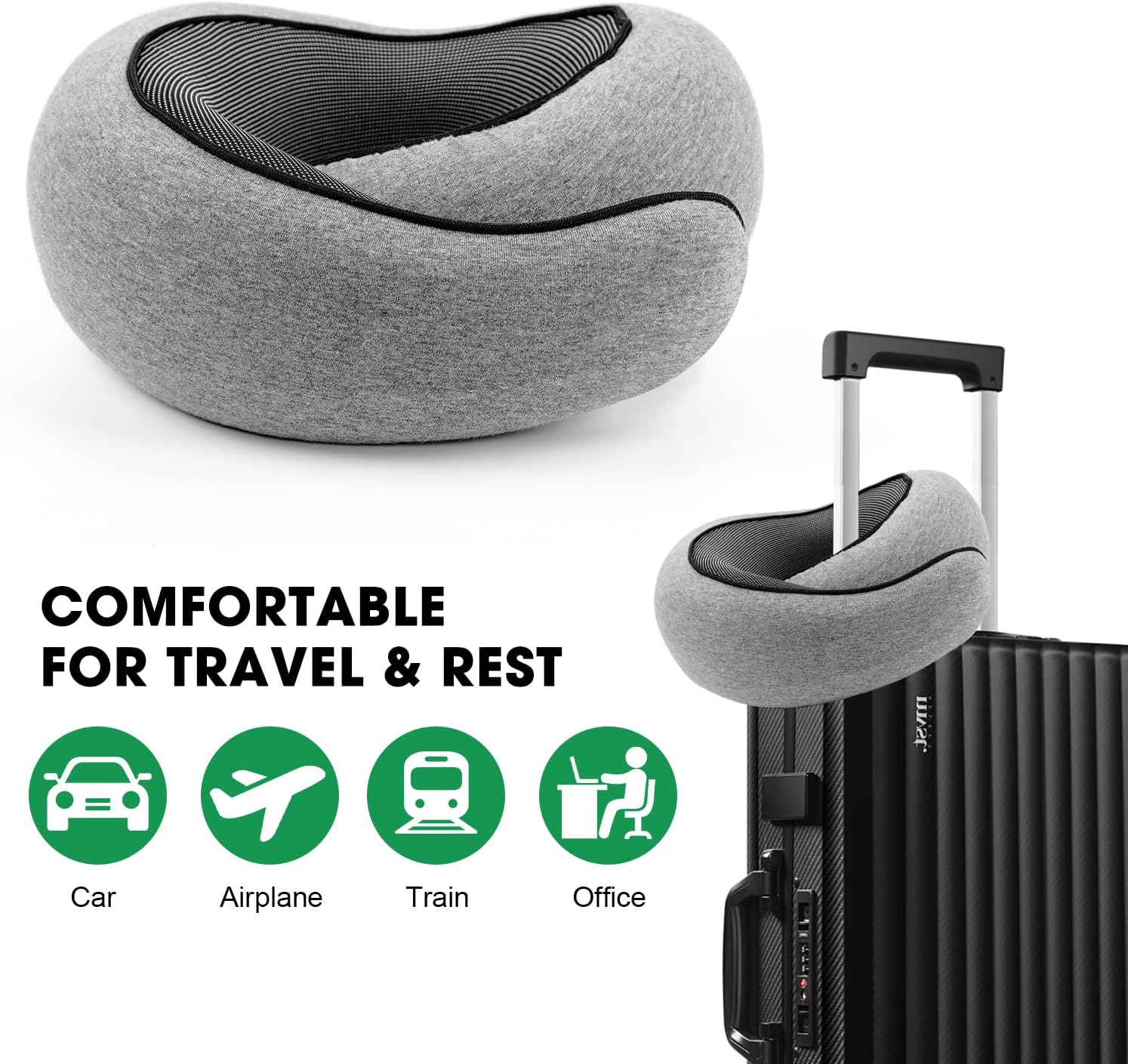 Ergonomic Memory Foam Travel Neck Pillow For Flights And Road Trips