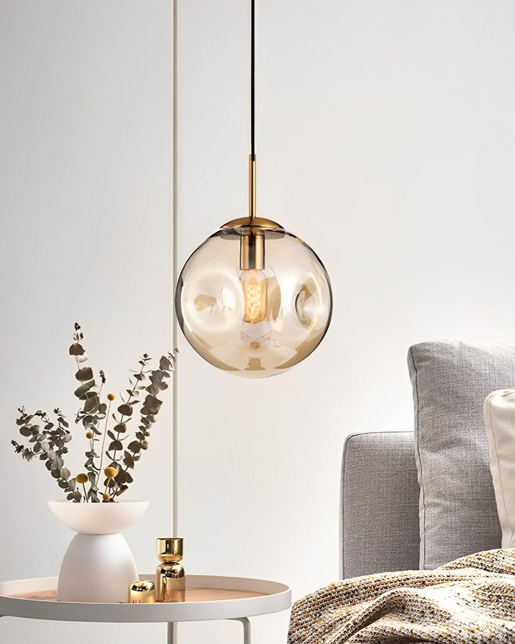 VeraLux Ravfarvet Glas Loftlampe Vedhæng Vintage Varme