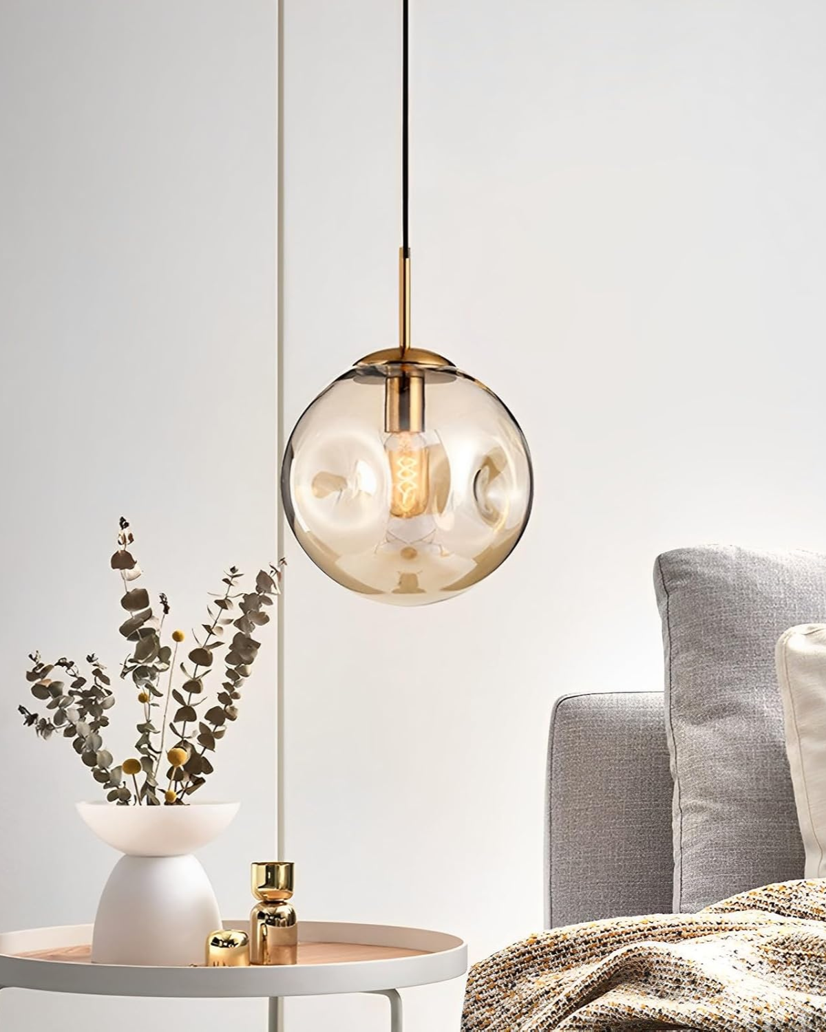 VeraLux Ravfarvet Glas Loftlampe Vedhæng Vintage Varme