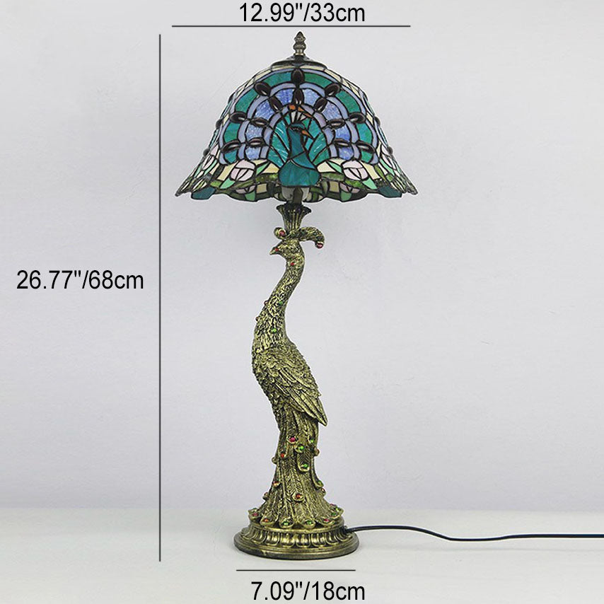 Aurena Tiffany-Style Table Lamp With Colorful Dome Shade