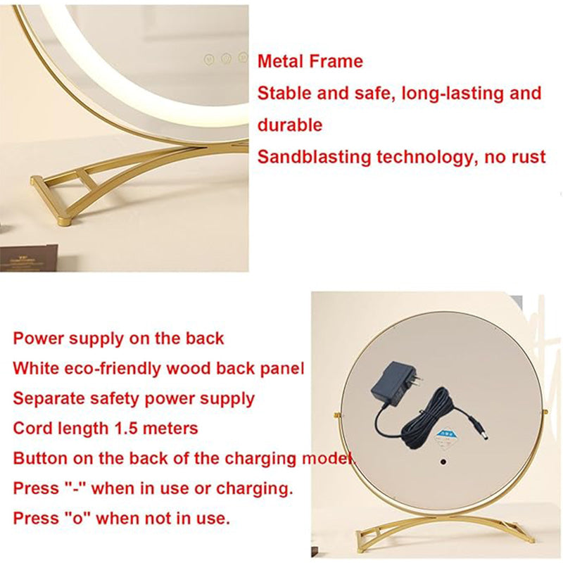 Vanity Mirror With Dimmable LED Light And 360 Degree Rotation, Touch Control