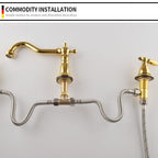 Marcelli vintage réz dupla fogantyús fürdőszobai csaptelep 3 lyukú mosdóhoz | Petprovac