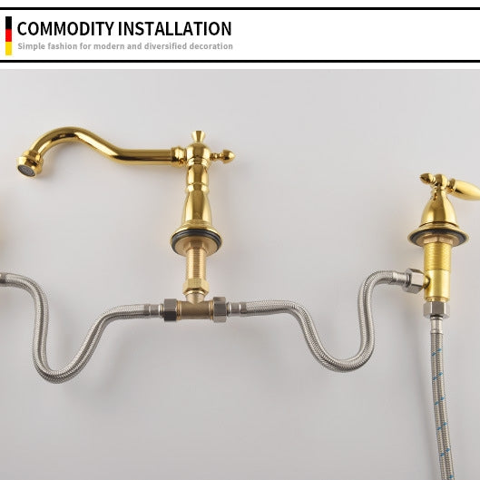 Marcelli Vintage Brass Double-Handle Bathroom Faucet for 3-Hole Sink | Petprovac