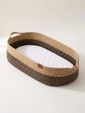 Two-Tone Cotton Rope Changing Basket With Integrated Handles