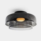 Lampada da soffitto Lumenweave Nordic con paralume in vetro artigianale