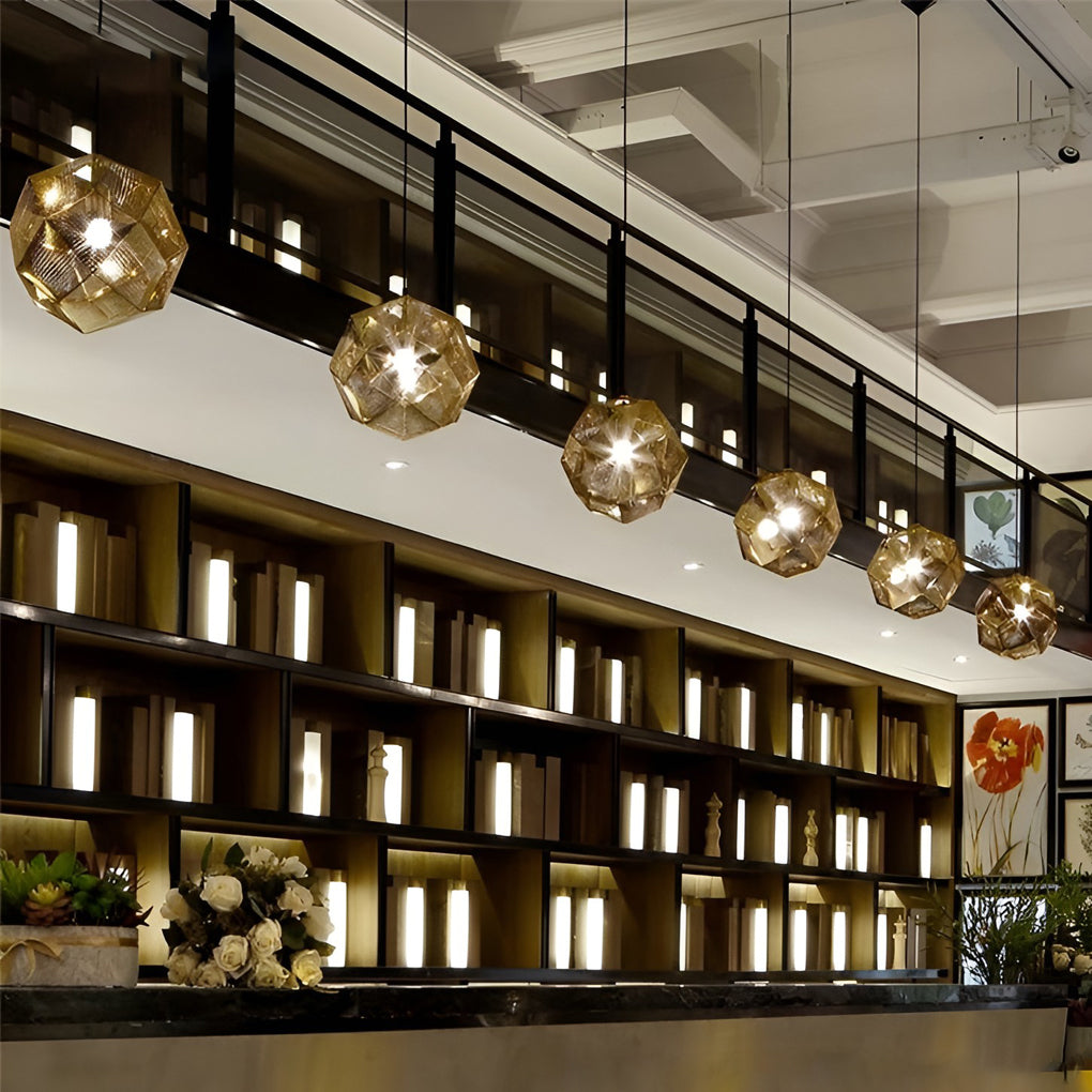 Lumenara geometrisk rund pendellampe i elektrolytisk metall