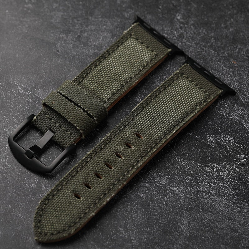 Handcrafted Canvas and Genuine Leather Watch Strap
