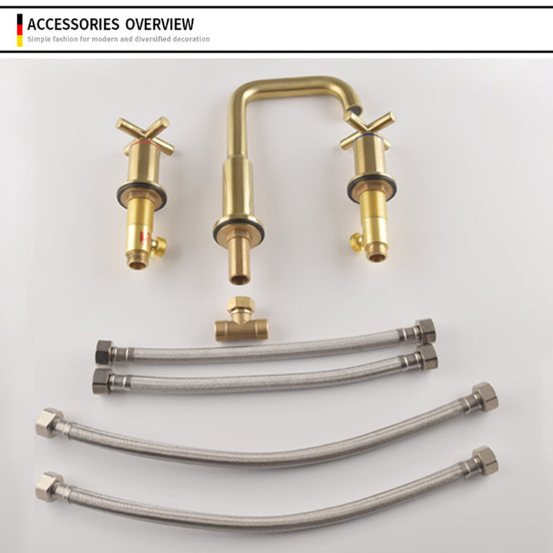 Brushed Gold Widespread Waterfall Faucet for Three-Hole Bathroom Sink | Petprovac