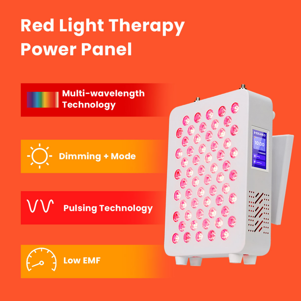 Panel de luz roja de sobremesa con atenuación y pulsación de LED multionda