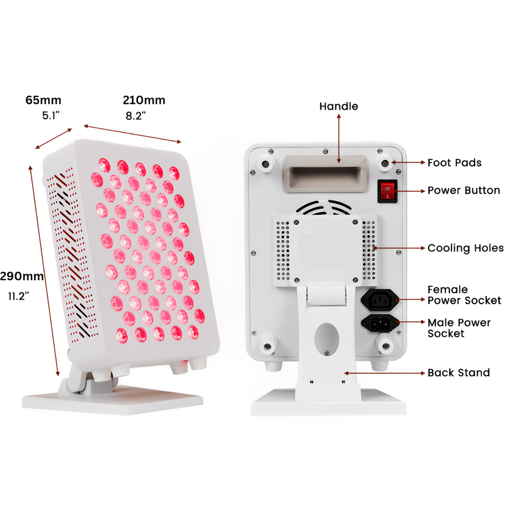 Panel de luz roja de sobremesa con atenuación y pulsación de LED multionda