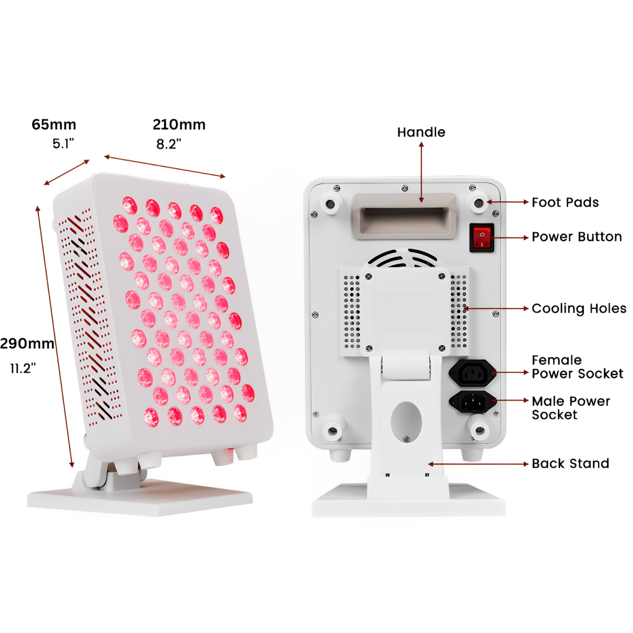 Panel de luz roja de sobremesa con atenuación y pulsación de LED multionda