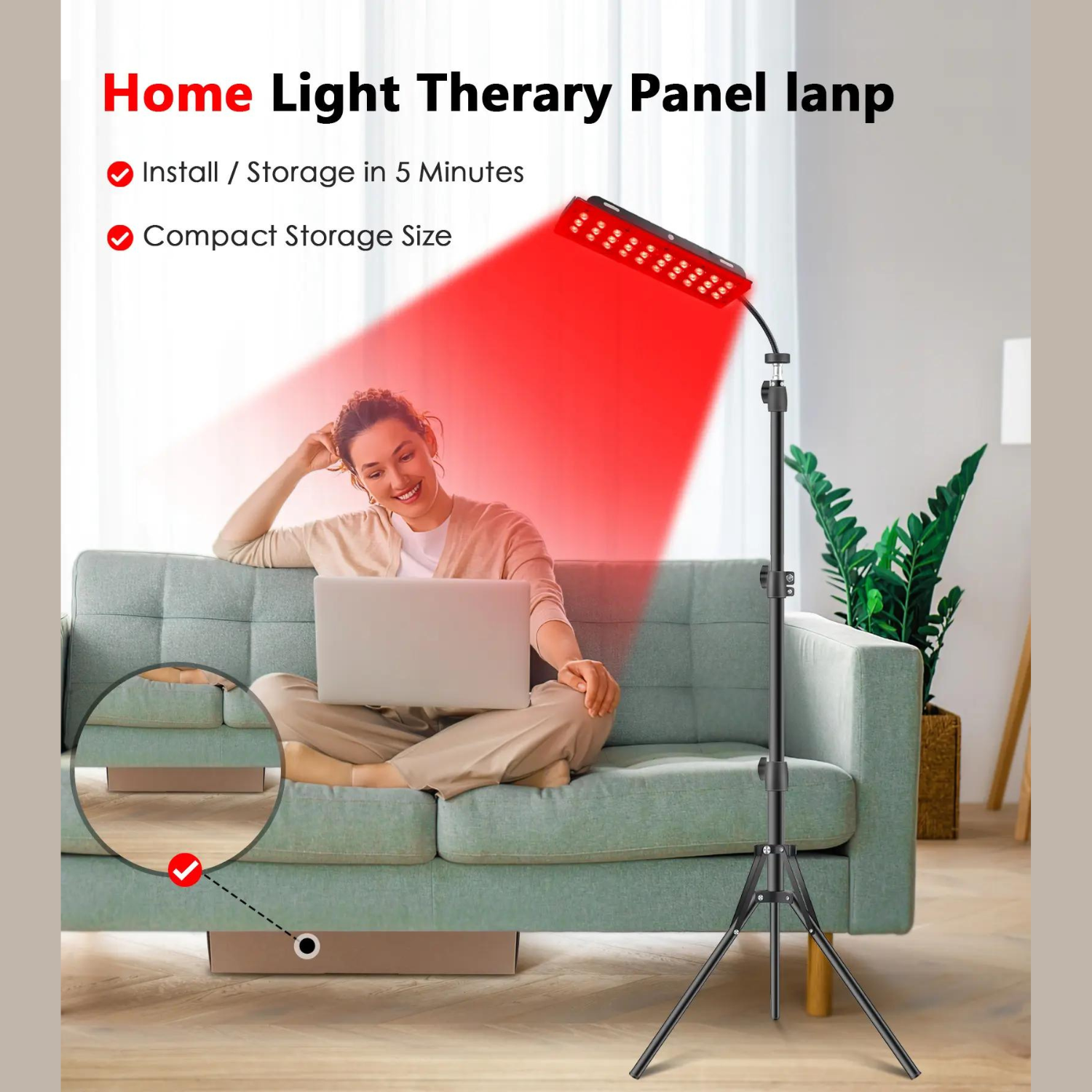 Stojací lampa s červeným světlem 1H pro domácí úlevu od bolesti
