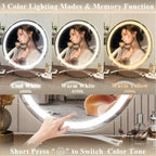 Vanity Mirror With Dimmable LED Light And 360 Degree Rotation, Touch Control