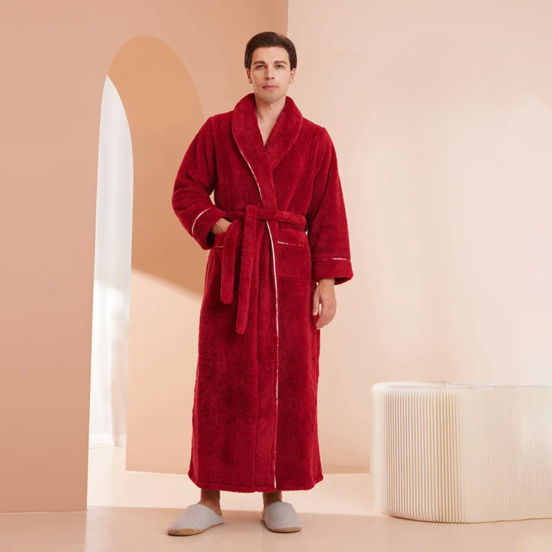LumaWool Herrebadekåbe i tyk flannel til daglig varme