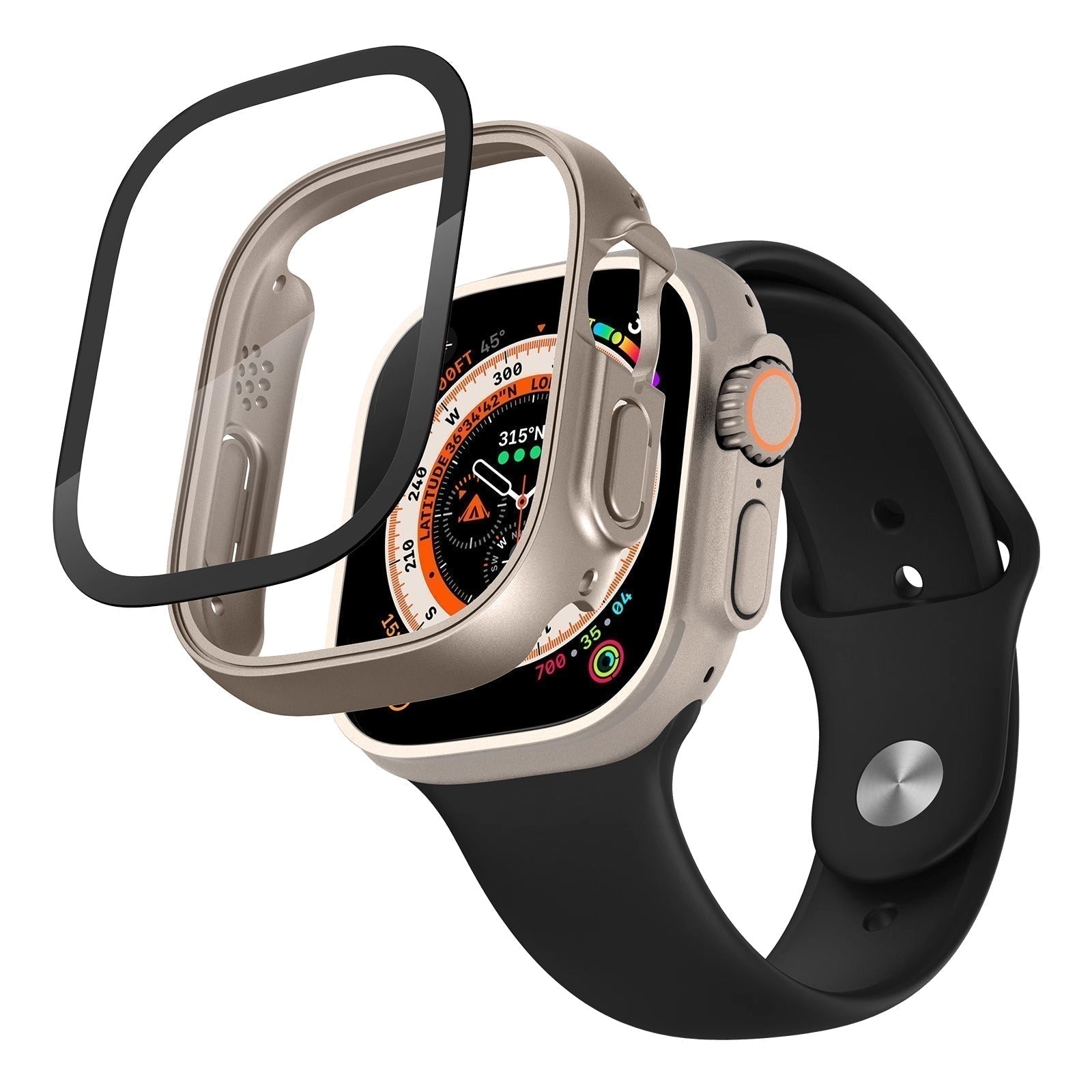 NovaGuard Apple Watch Ultra Kılıfı Şeffaf Sertleştirilmiş Cam Ekran Koruyucu ile