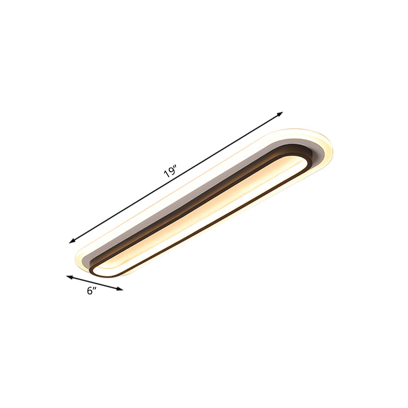 Oval LED loftlampe sort eller hvid med akryl diffuser