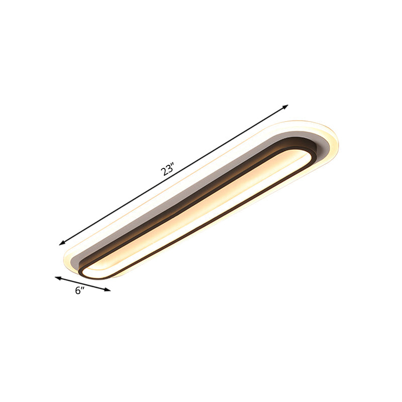 Oval LED loftlampe sort eller hvid med akryl diffuser