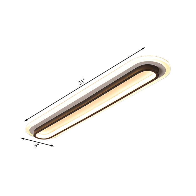 מנורת תקרה LED אובלית שחורה או לבנה עם מפזר אקרילי