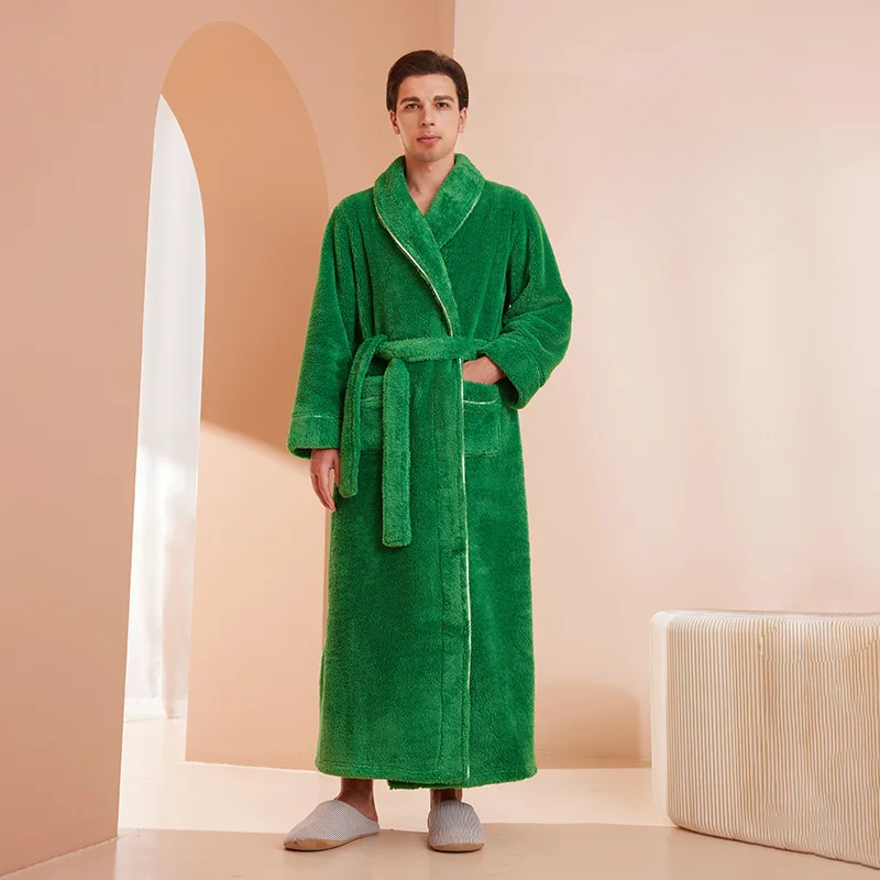 LumaWool Herrebadekåbe i tyk flannel til daglig varme
