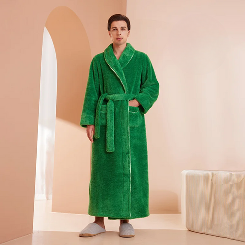 LumaWool Erkek Bornozu Kalın Flanel Günlük Sıcaklık İçin