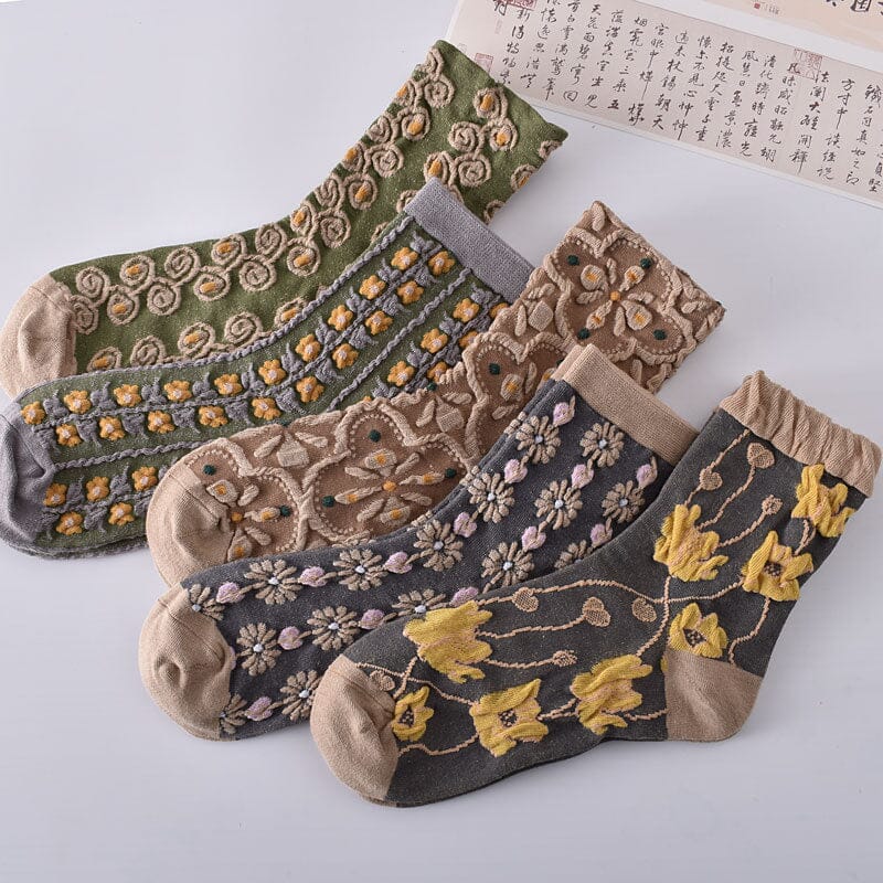 Women's Floral Cotton Socks (10 Pairs)