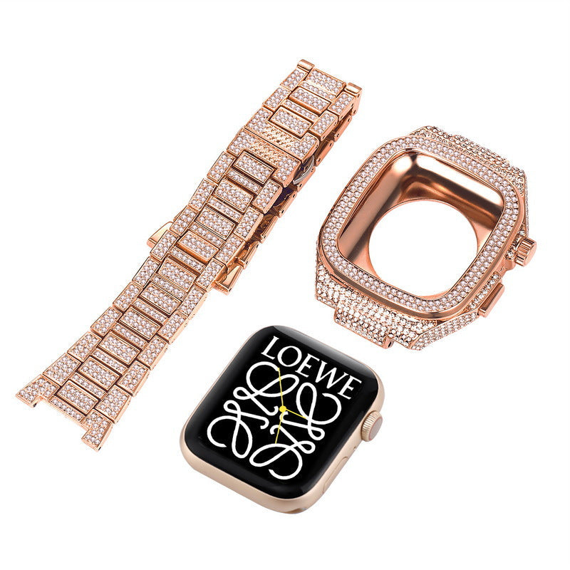 Carcasă și curea Aurielle Metal Crystal pentru Apple Watch 44/45mm