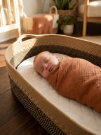 Two-Tone Cotton Rope Changing Basket With Integrated Handles