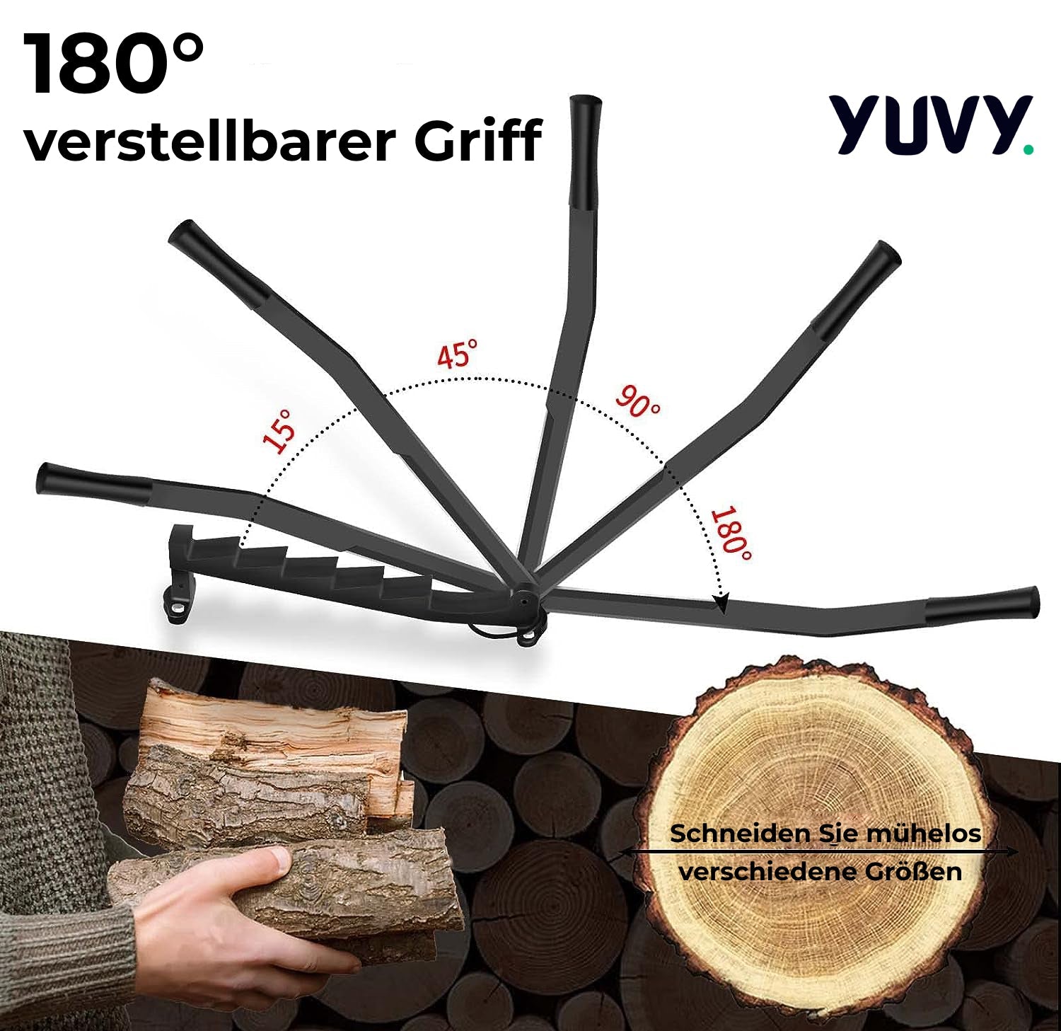LogMaster Wandmontierter Holzspalter für einfaches Holzspalten zu Hause