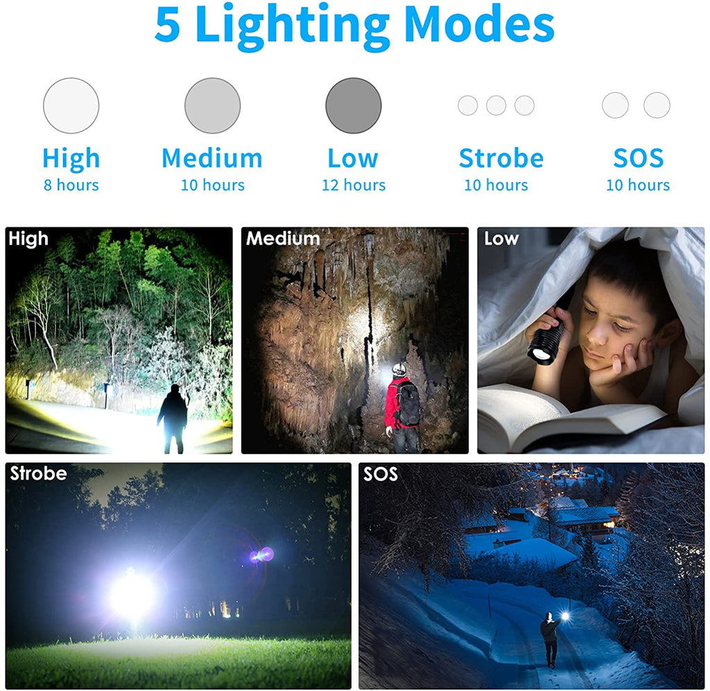 Arco 90000lm LED Genopladelig Zoombar Taktisk Lommelygte