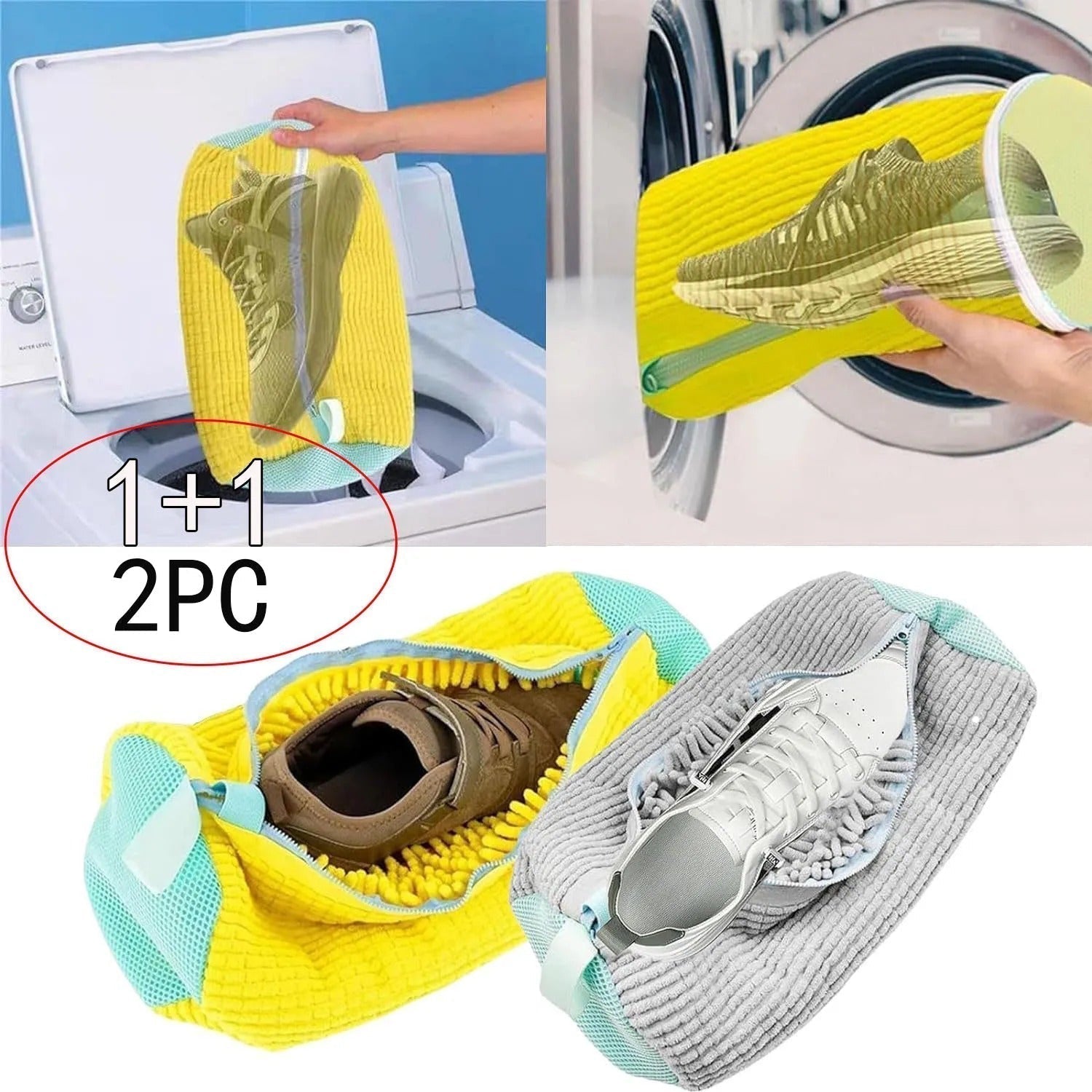 Set da 2 sacchetti per lavaggio scarpe per protezione in lavanderia domestica