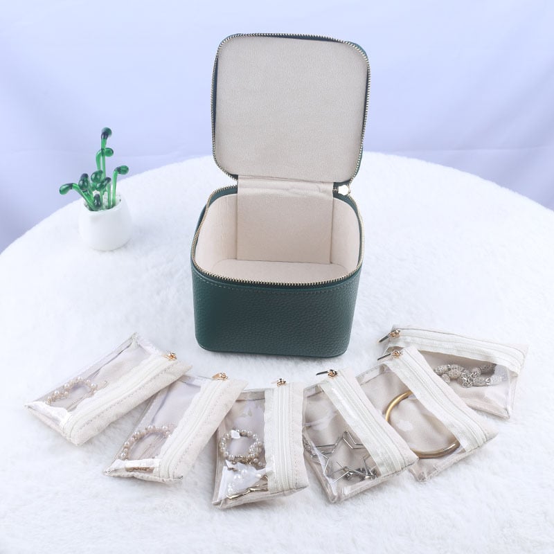 Jewelry box with 12 zipper compartments