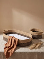 Two-Tone Cotton Rope Changing Basket With Integrated Handles
