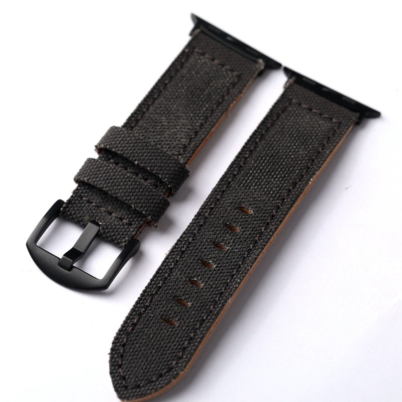 Handcrafted Canvas and Genuine Leather Watch Strap