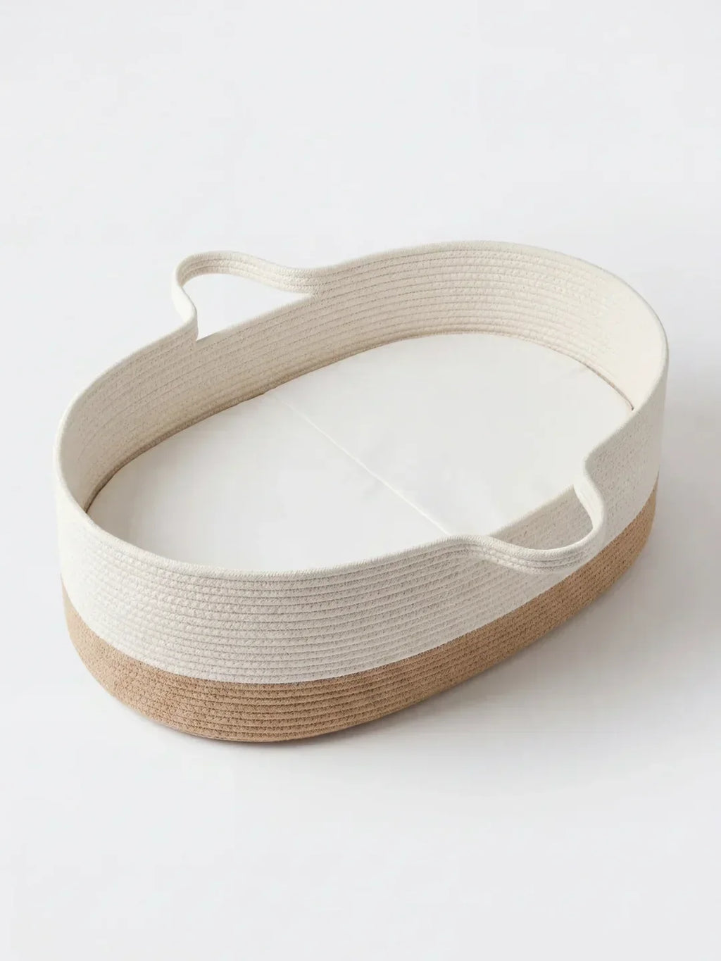 Two-Tone Cotton Rope Changing Basket With Integrated Handles